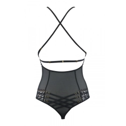 Body string tulle et dentelle noir V-10100 - Axami