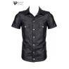 Chemise manches courtes wetlook noire Luca - Regnes