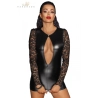 Mini robe wetlook et dentelle F253