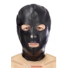 Cagoule BDSM 3 ouvertures en simili cuir - Fetish Tentation