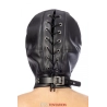 Cagoule BDSM 3 ouvertures en simili cuir - Fetish Tentation